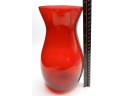 Set Of 2 Glass Red Vases