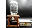 Mason Jar Peanut/candy Dispenser & Nantucket Sunflower Dish