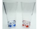 Set Of 6 Red & Blue Star Plastic Outdoor Drinking Glasses