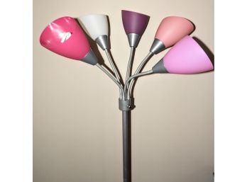 Hextra By Intertek 5-light Flexible Goose Neck Floor Lamp In Shades Of Pink On Metal Satin Nickle Fixture