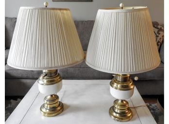 Set Of 2 Gold Table Lamps With Shades