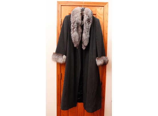Marvin Richards Wool Fur Trimmed Coat