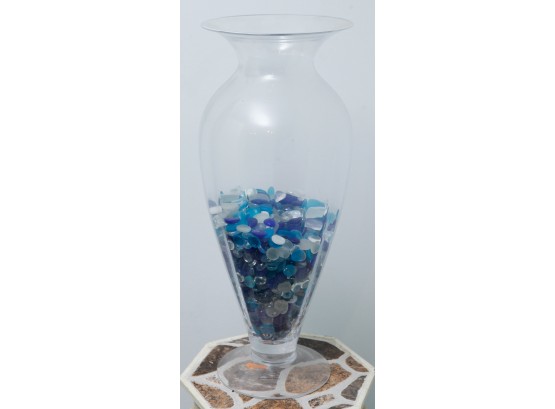Large Decorative Vase W. Decorative Glass Colored Accents - 8' Round X H22'