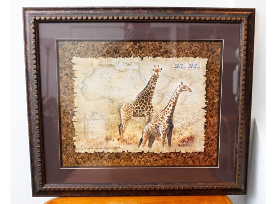 Suid Afrika Stamp Framed  Giraffe Picture - L27' X H24'