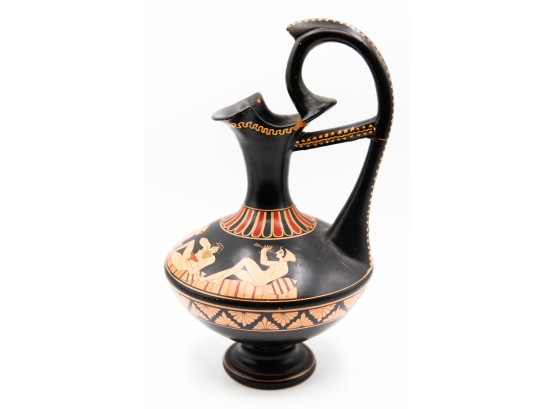 Vintage Vassilopoulos Hand Made Greek Pottery Pitcher  By Euphromios Painter About 490 B.C. Leningrand Museum
