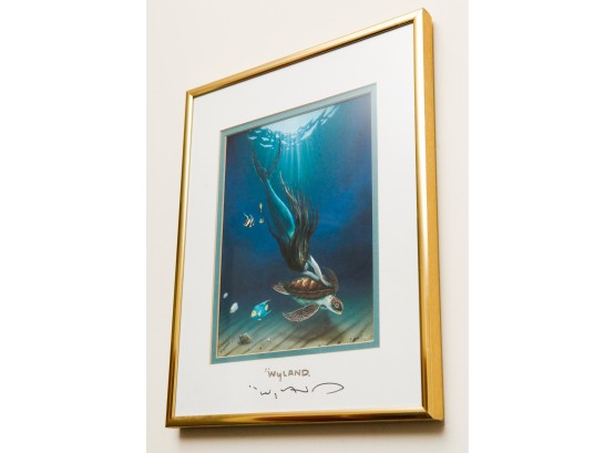 Fine Art Matted Mini Print 'The Mermaid & The Turtle' - Signed  - L11.5 X H14.5