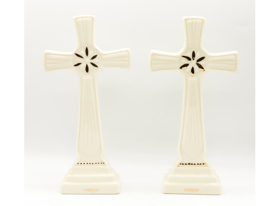 A Pair Of Mikasa Crosses Holiday Splendor Porcelain Statue