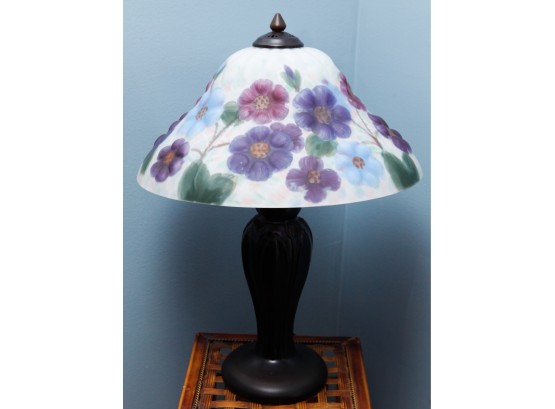 Dale Tiffany Floral Reverse - Hand Painted Puffy Style Lamp - 16' Round X H22'