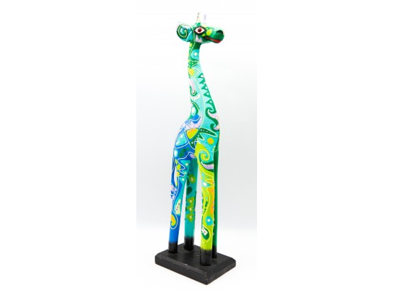 14' Wooden Giraffe Figurine - Hand Painted