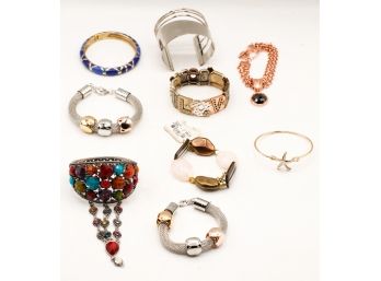 Lot Of 9 Assorted Bangle Bracelets - Costume Jewelry