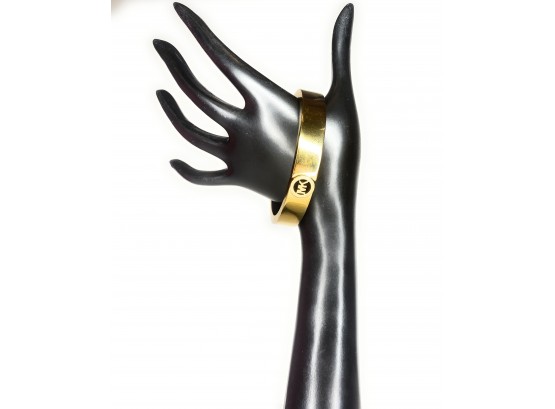 Michael Kors Gold Tone MK Hinge Bangle Bracelet
