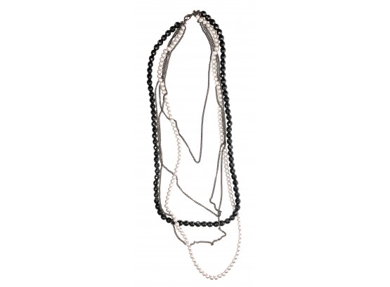 Multi-strand Pearl, Bead, & Chain Necklace