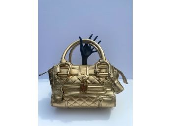 Burberry Mini Manor Quilted Gold Leather