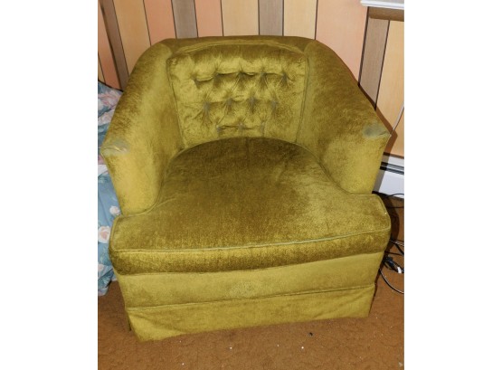 Vintage Carter Green Tufted Fabric Swivel Chair
