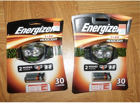 NEW Pair Of Energizer 3 LED Head Lights 30 Lumens