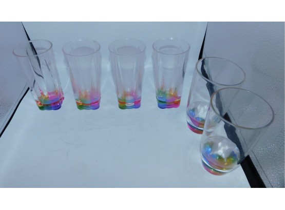 Decorative Set Of Plastic Rainbow Bottom Cups