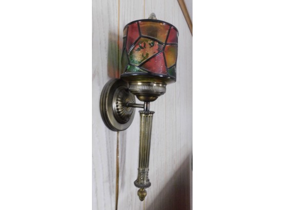 Painted Glass Decorative Wall Sconce With Plug