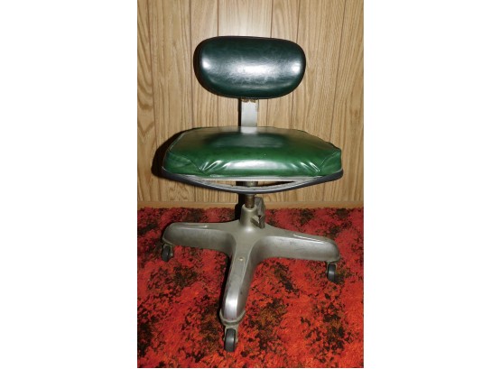 Vintage Rolling Cramer Air Flow Posture Chair Green Leather