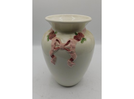 FTD Victorian Ceramic Ribbons And Roses Vase
