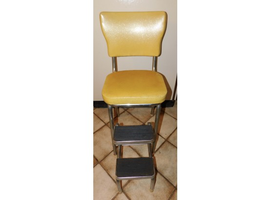 Vintage Yellow Kitchen Step Stool/ Seat