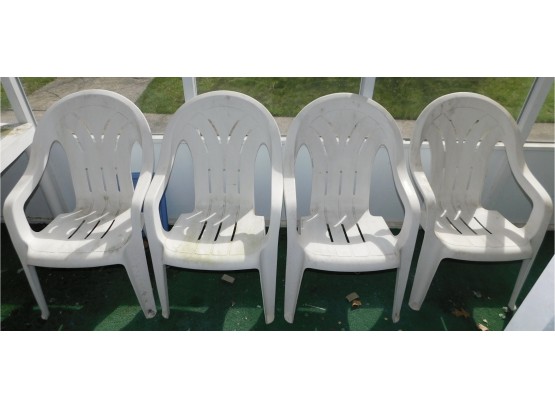 Set Of White Plastic Outdoor Chairs