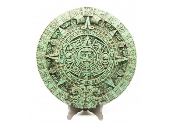Vintage Aztec Mayan Sun Stone - Calendar Wall Plaque - Art Hanging 12'