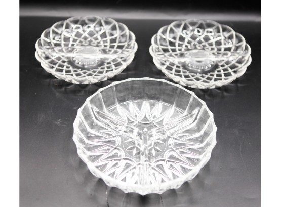 Lot Of 3 Vintage Glass Decorative Candy Dishes
