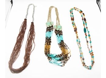 Lot Of 3 Colorful Beaded Necklaces - Costume Jewelry