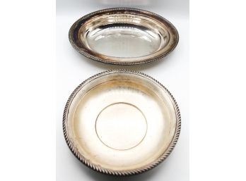 A Pair Of Beautiful Silver Plate On Copper  Serving Bowls -