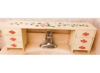 Charming Floral Shelf W/ 6 Drawers - Storage Organizer - L27' X H9' X W5'