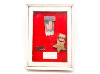 Lot Of 3 - 11'th Infantry Civil War Framed Medals/pins