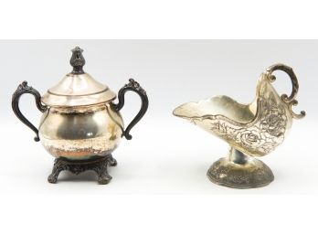 Trademark 1883 - FBRogers Silver Co #2305 - Plus Vintage Japanese Silver-plated  Sugar Scuttle