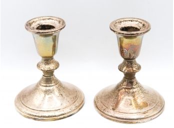 Pair Of Gift America - Sterling - Weighted And Reinforced - Candle Stick Holders