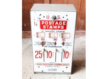 Old Vtg US Mail Postage Metal Stamp Machine Dispenser Coin 25/10/10  - L8.5' X H14' X D5.5'