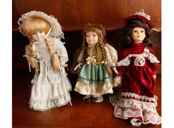 3 Beautiful Vintage Porcelain Dolls