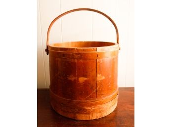 Vintage - Primitive - Wooden Firkin Sugar Bucket - 15' Round X H14'