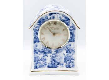 Formalities By Baum Bros - Blue And White Floral Porcelain Desk Clock -  Made In China