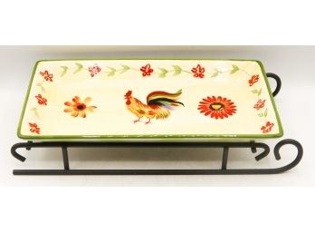 Pfaltzgraff 'DayBreak' Serving Dish On Iron Stand - Made In China