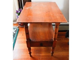 Vintage Wooden End Table W/ Drawer - L18' X H25' X W24'
