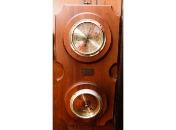 Vintage Springfield Weather Station Thermometer/barometer/humidity Meter - Wall Mount - L10' X H22'