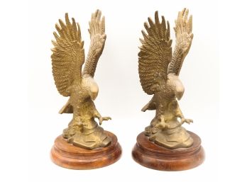 A Pair Of Heavy Solid Brass American Eagle Book Ends