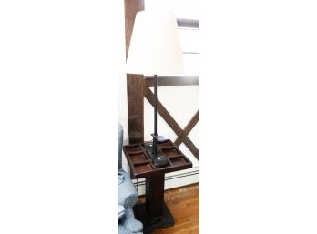 Custom Made Cast Iron Shoemaker's Lamp/wooden End Table - L16.5' X H64' X D16.5'