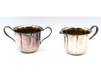Vintage Silver-plated Sugar Bowl And Creamer - Wm Rodgers #633