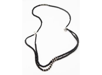 Stunning Black Beaded Necklace - Costume Jewelry