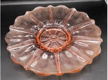 Vintage Pink Depression Glass - Platter Anchor Hocking Oyster And Pearl - Pink