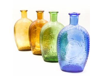 Lot Of 4 Vintage Wheaton George Washington Glass Bottles - 8' Tall - EUC