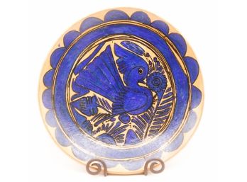 Beautiful 11' Clay Decorative Plate - 1 Blue Bird