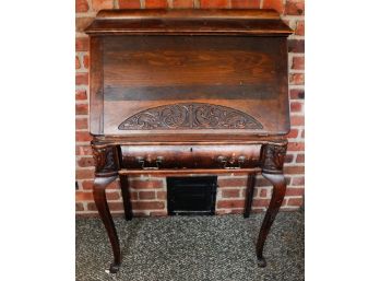 Antique Carved  Slant Front- Lap Top/Secretary/Writing Desk - L29' X H43' X D15'
