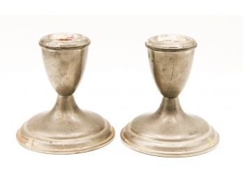 Pair Of Empire Pewter Weighted Candlestick Holders - #80