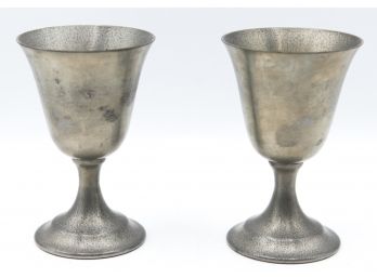 Beautiful Pair Of Vintage Pewter Goblets